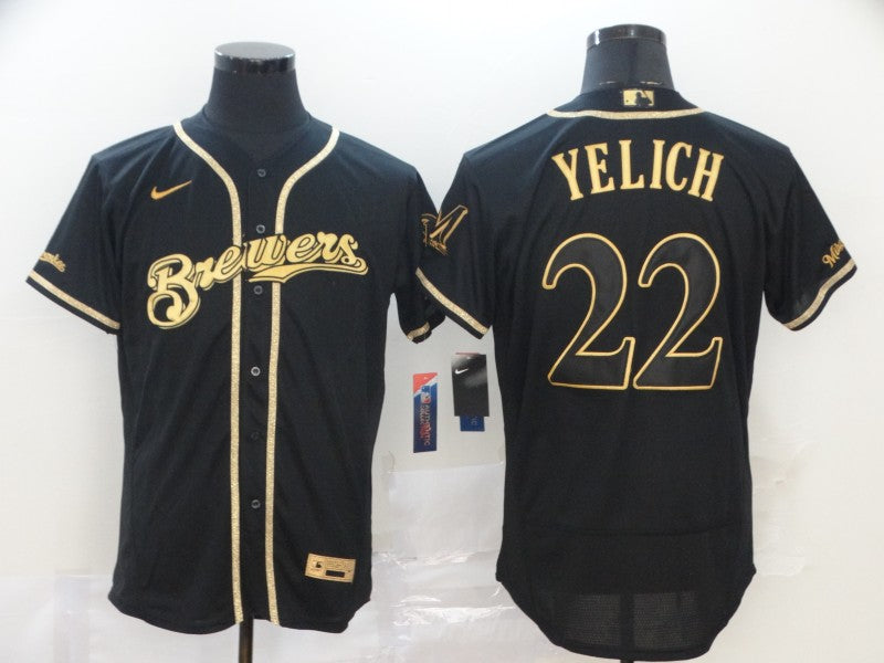 Men's Milwaukee Brewers Christian Yelich #22 MLB Black Jersey